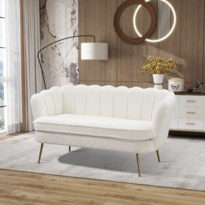 chifee & vingol upholstered small loveseat for small space with golden legs,ivory