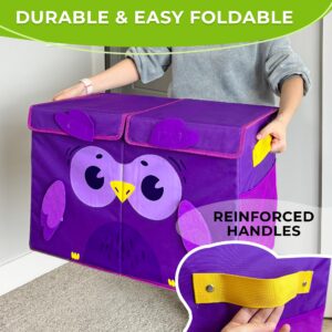 QUOKKA Toy Chest Storage Boxes for Boys and Girls Large Unicorn & Large Owl - Fabric Foldable Bin for Playroom