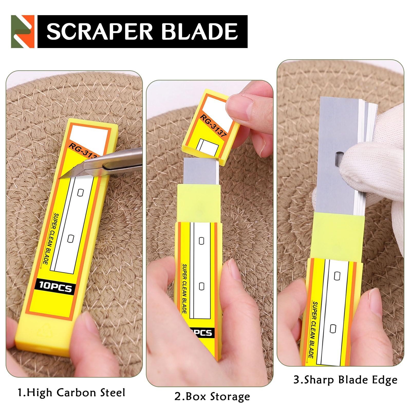 WRAPXPERT 4 Inch Scraper Blades,30 PCS 4 In Razor Scraper Blade,4" Replacement Razor Blades for Floor,Glass,Paint