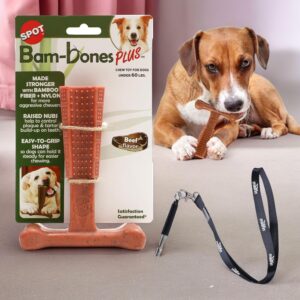 moofin Bam Bones for Dogs, Plus T Bone, 6 inch Chew Toy, Bundle SS Pet Training Whistle, Beef Flavored Dog Bones for Aggressive Chewers, Ideal for Dogs Under 60lbs~ [Pack of 5]