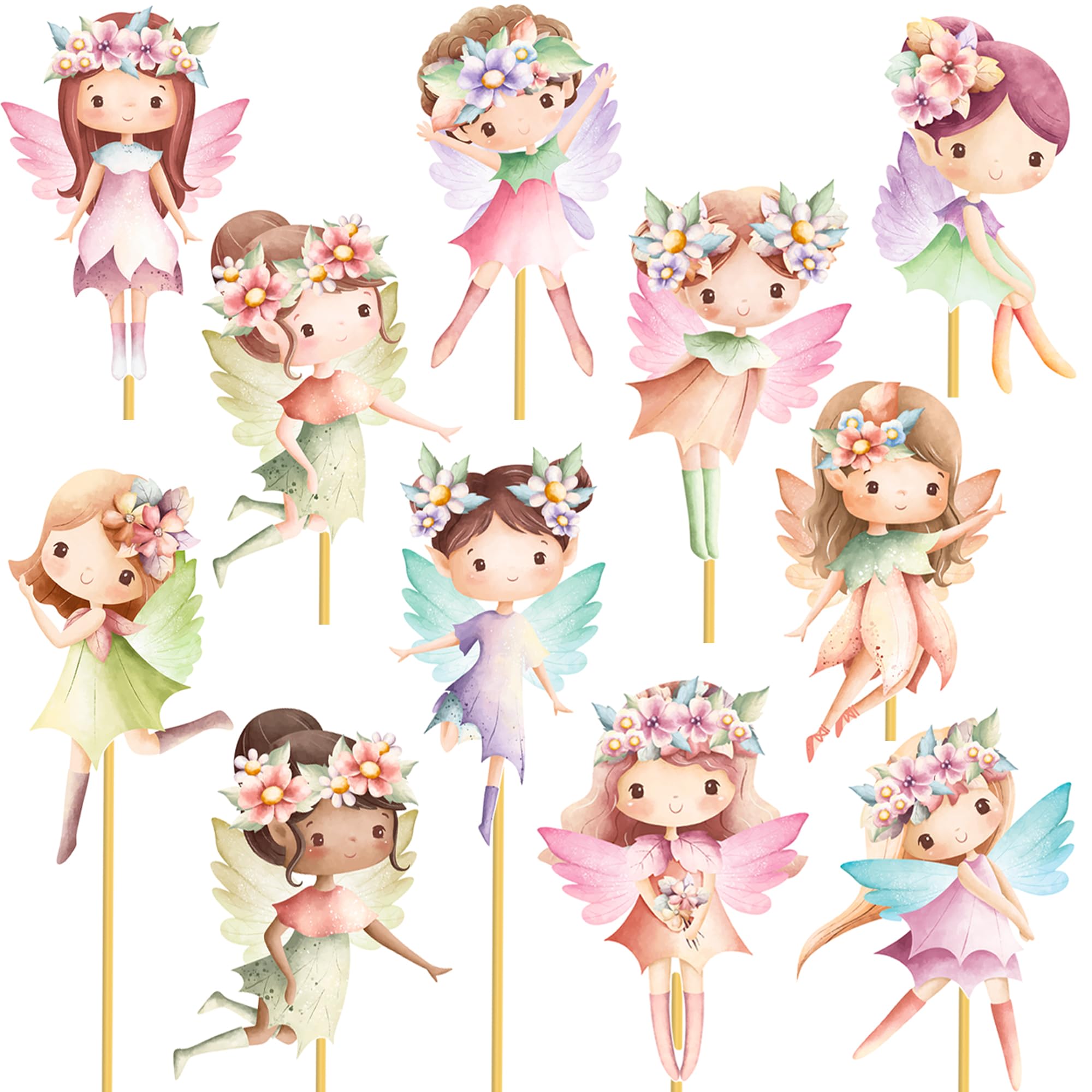 Fairy Party Centerpiece Stciks Fairy Birthday Decorations Fairy Centerpieces for Table 28pcs Fairy Party Table Toppers Fairy Baby Shower Decorations for Floral Fairy Garden Party Supplies