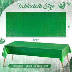 2 Pcs Dark Green Holographic Foil Tablecloths - 54x108 Durable Table Cover with a Magical Shimmer, Simplistic Luxury for Parties, Weddings, and Showers, Add a Sparkling Touch to Your Special Events