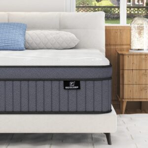 California King Mattress, Upgrade Strengthen 12 Inch Firm Hybrid Cal King Mattress in a Box, Mattress King Size With Memory Foam and Independent Pocket Springs, Strong Edge Support, Release Pressure