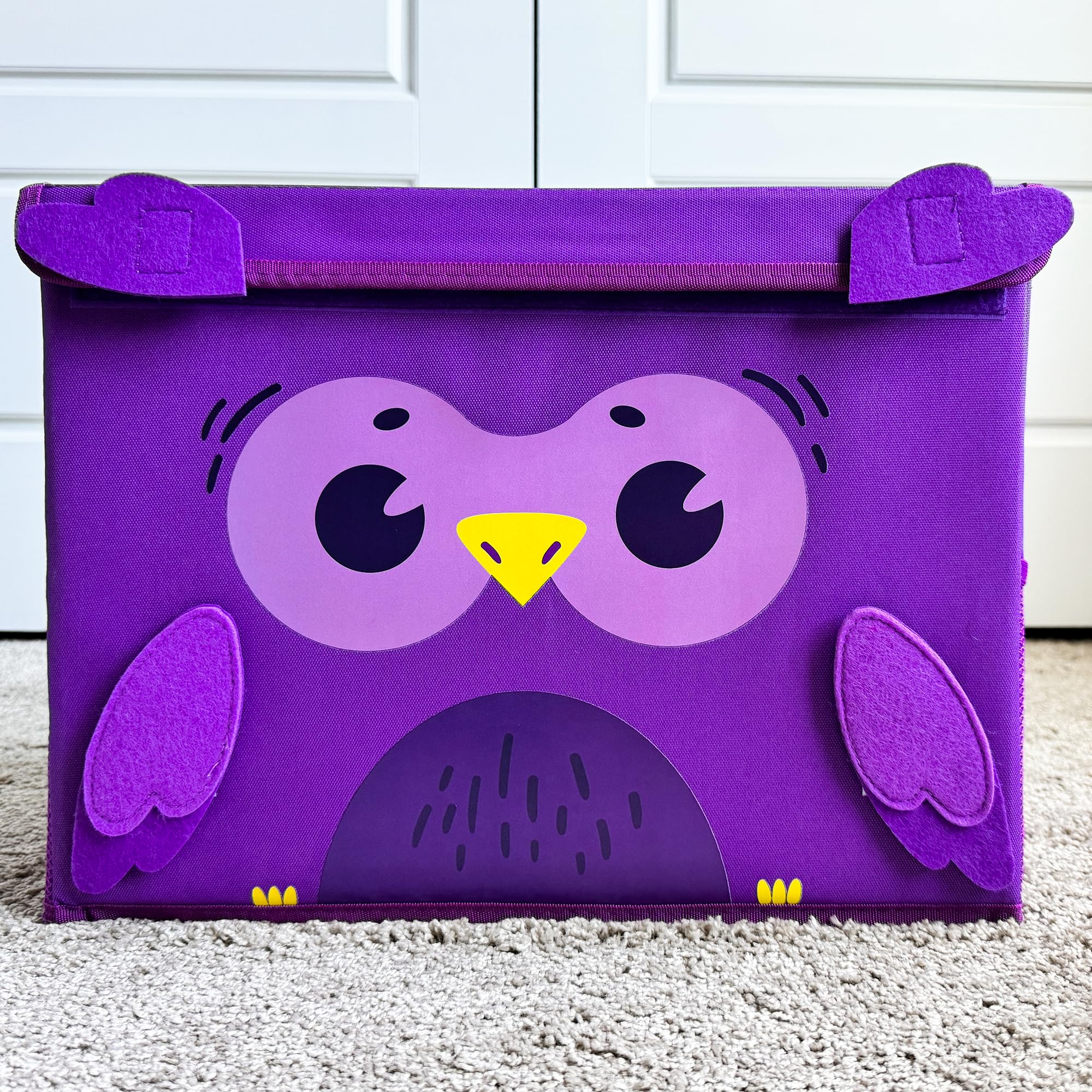 QUOKKA Large Toy Storage Box Unicorn & Small Toy Storage Box Owl Playroom Organizers