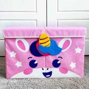 QUOKKA Toy Chest Storage Boxes for Boys and Girls Large Unicorn & Large Owl - Fabric Foldable Bin for Playroom