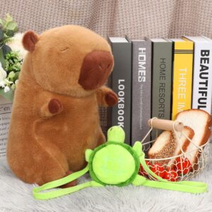 Cute Capybara Plush Toy, 12 INCH Capybara Stuffed Animals Plushies with Removable Turtle Backpack, Soft Capybara Doll Pillow for Kids Boys Girls Birthday Gifts