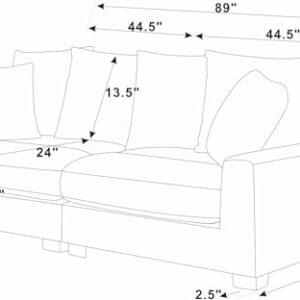 Oadeer Home Modular Sofa Love Seats, Dark Gray