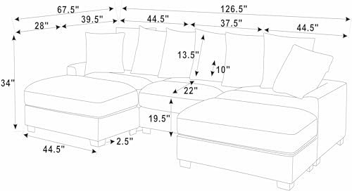 Oadeer Home Modular Sectional, Dark Gray