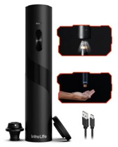 intrelife 2 in 1 electric wine opener set,rechargeable wine bottle openers with electric vacuum preserver,wine stopper,foil cutter,automatic wine saver pump set