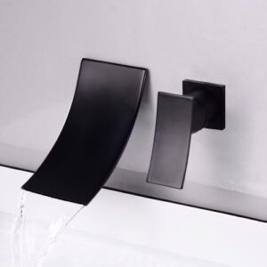 luxury concealed bathtub faucets two hole three hole basin faucet black wall type cold and hot water waterfall faucet bathroom (color : slt195),kitchen sink faucet