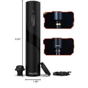 IntreLife 2 in 1 Electric Wine Opener Set,Rechargeable Wine Bottle Openers with Electric Vacuum Preserver,Wine Stopper,Foil Cutter,Automatic Wine Saver Pump Set