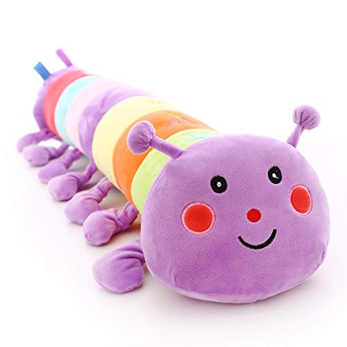 AUCOOMA 19.6" Caterpillar Stuffed Animal Small Pillow, Fun Plush Soft Long Pillow, Toy Doll Creative Birthday Gift Purple