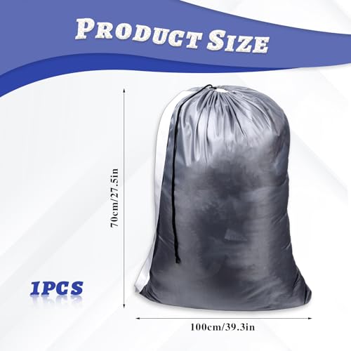 Laundry Bag With Straps Large Capacity Drawstring Polyester Laundry Bag Backpack Portable Free Carrying Elegant Gray Laundry Travel Bag College Dormitory Camp Dirty Clothes Bag