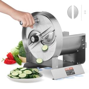 vevor manual vegetable fruit slicer, 0-0.5"/0-12mm thickness adjustable commercial slicer machine, stainless steel food cutter slicing machine with 2 spare blades, for potato, cucumber, lemon, tomato