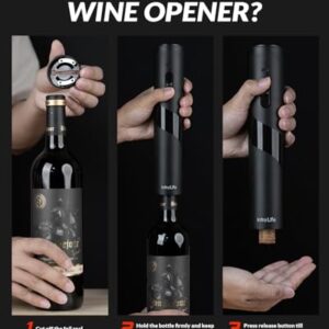 IntreLife 2 in 1 Electric Wine Opener Set,Rechargeable Wine Bottle Openers with Electric Vacuum Preserver,Wine Stopper,Foil Cutter,Automatic Wine Saver Pump Set