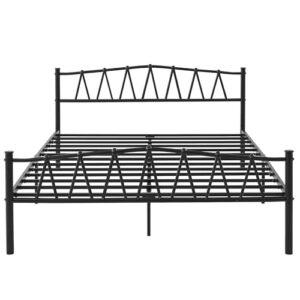 VECELO Full Metal Platform Bed Frame with M Shape Headboard/Footboard/Mattress Foundation/Under Bed Storage/No Box Spring Needed