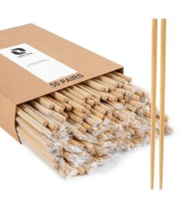 lorotoco 50 pairs chopsticks disposable reusable 9.5" individually wrapped bulk premium quality