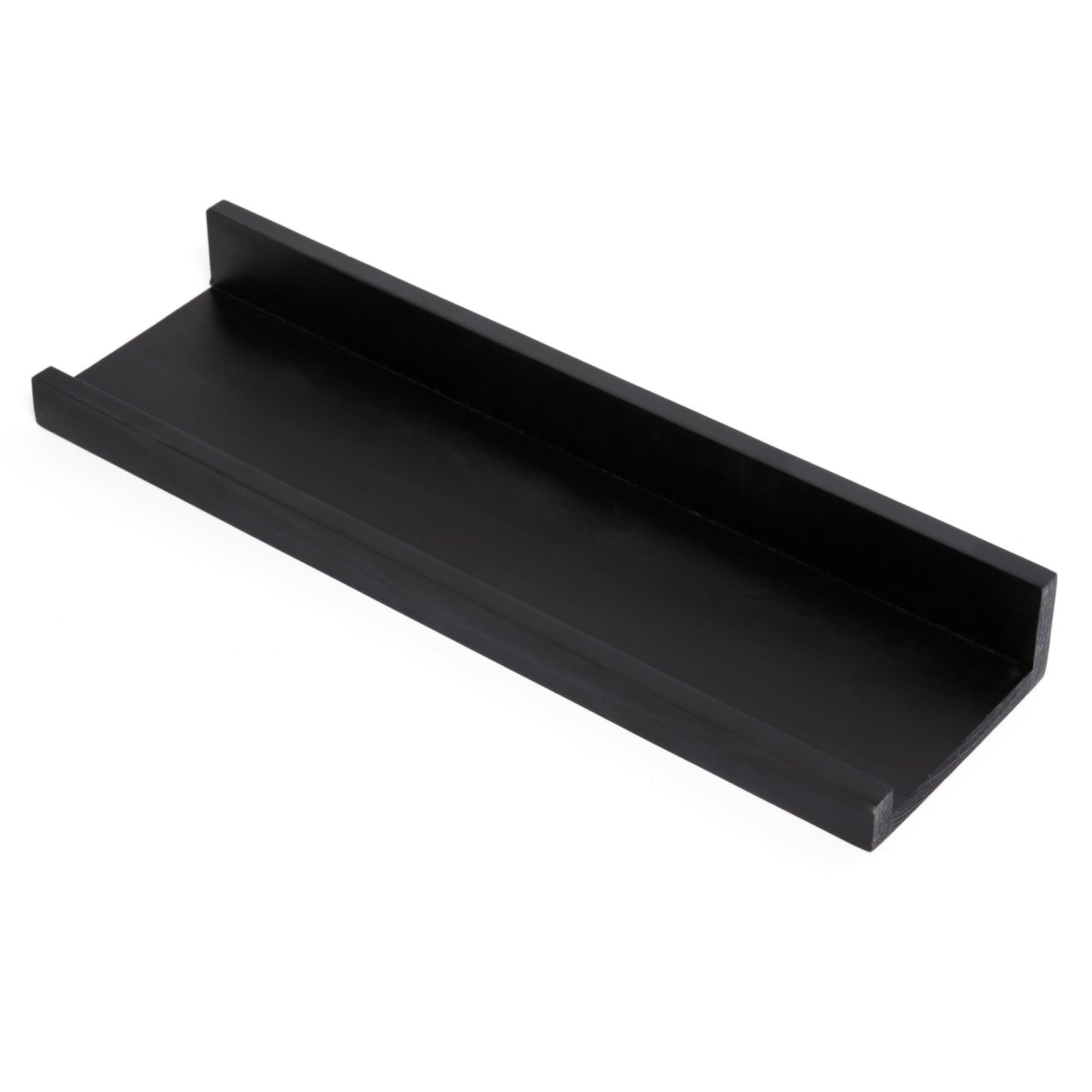 Essentra Home 17-inch Wooden Floating Shelves for Wall in Bathroom, Kitchen, Office, Bedroom Set of 2 - Mounted Picture Ledge and Shelf Display for Decor, and Organization (Matte Black)