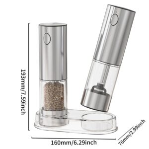 Newise Electric Salt and Pepper Grinder Set Rechargeable with Light, Automatic & Adjustable Coarseness, Kitchen Essentials, Housewarming Gifts for New Home, Stainless Steel