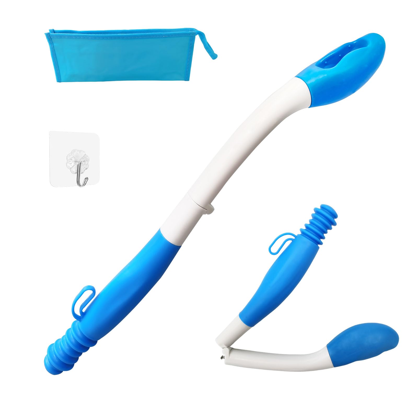 Foldable Toilet Aids for Wiping - Butt Wiper Self Wipe Assist Toilet Aid Wand - Long Reach Comfort Bottom Wiping Aid Tool - Daily Living Bathroom Aids for Limited Mobility