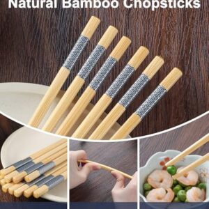 LOROTOCO 10Pairs Bamboo Chopsticks Reusable | Dishwasher Safe | Non slip | Chinese -（9.45in）