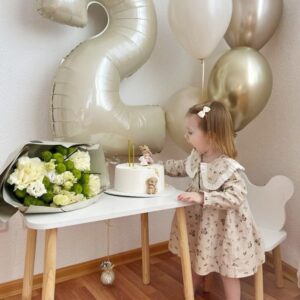 Number 2 Balloon 40 Inch Cream White Giant Two Balloon Number Birthday Decorations, 2nd 12 21st Party Celebration Decorations Graduations Anniversary Baby Shower