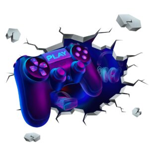 3D Game Wall Decals,Gaming Wall Stickers for Boys Room Gamer Controller Sticker Video Gaming Wallpaper for Playroom Decor (Bule)