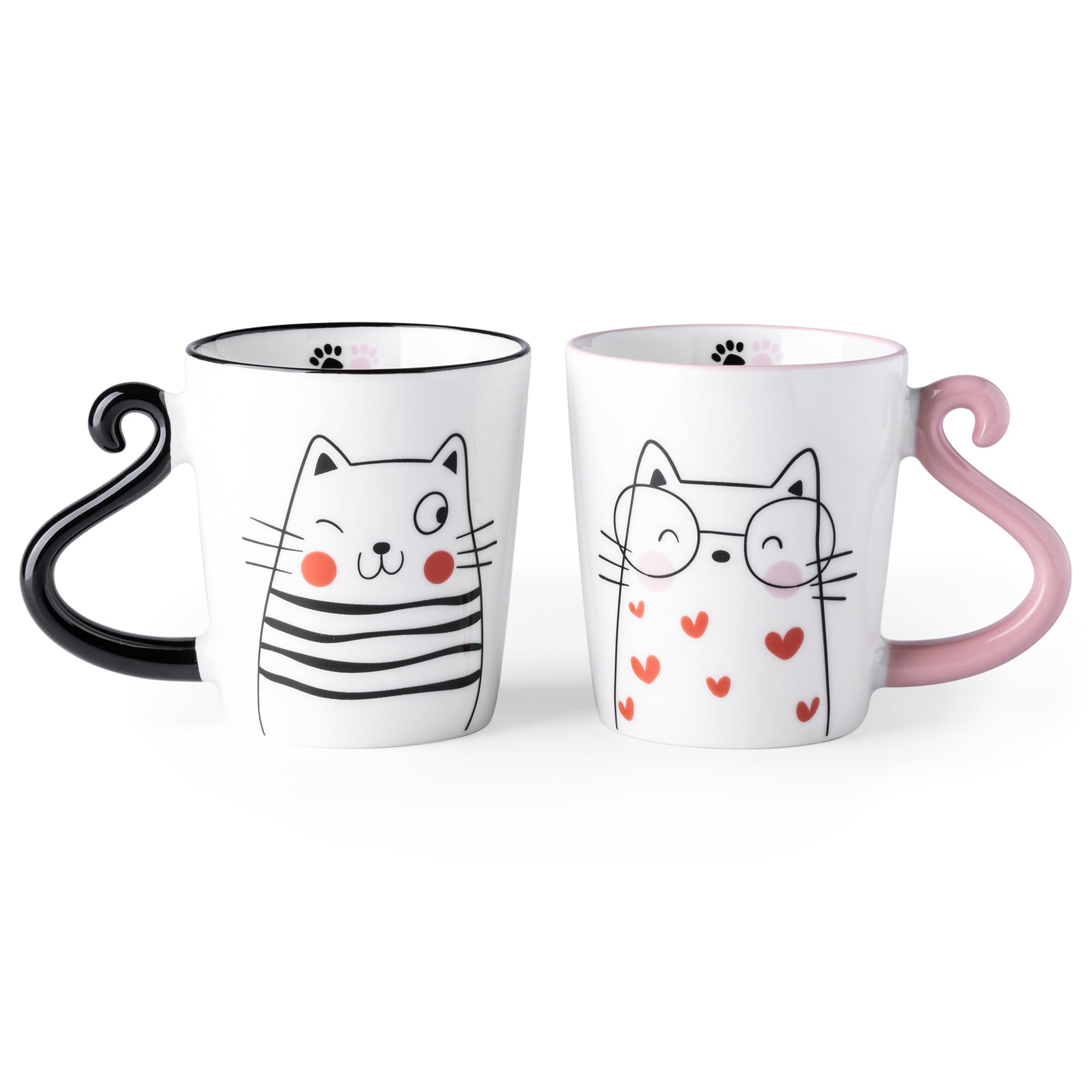 GBHOME Cat Ceramic Coffee Mugs Set of 2, 12oz Handmade Coffee Mugs Set for Couples Cat Lovers,Wedding Gifts,Anniversary Engagement Gifts,Dishwasher & Microwave Safe