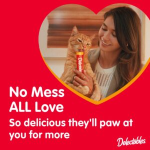 Delectables Squeeze Up Creamy Squeezable Puree, Lickable Wet Cat Treats, Grain Free, No Added Fillers, No By-Products, No Added Preservatives, 0.5 Ounces Tube Tuna & Salmon with Catnip, 32 Tubes Total