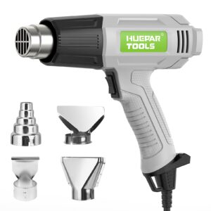 huepar tools heat gun, fast heating dual-temperature settings 752℉&1022℉ (400℃-550℃), hot air gun 1500w with 4 nozzles, overload protection for crafts, shrinking pvc, stripping paint