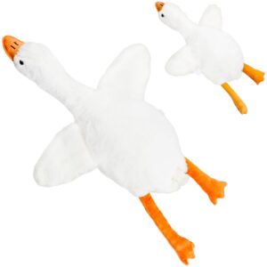 conagel 2 pcs 35.4 inch 19.6 inch goose stuffed animal toy plush white swan throw pillow soft goose swan pillow for sleeping bedding home decor, 2 size