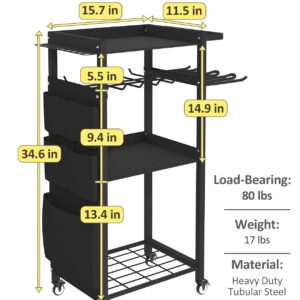 Artibear 4-Tier Rolling Power Tool Organizer Storage Cart, Garage Organization on Wheels Tool Cart with Drill Set Rack Shelf, Mechanic Utility Cart for Workbench & Outdoors Working, Gift for Men Dad