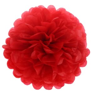 qimoo 20pcs red paper pom poms decorations, diy decorative tissue paper pom-poms flowers ball for party wedding outdoor decoration