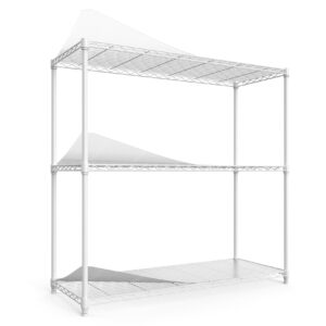 ufurpie 3 tier wire shelving unit, nsf metal shelf 1050lbs capacity adjustable shelves organizer rack with shelf liners for home kitchen office garage bedroom basement, 48" h x 48" l x 18" d