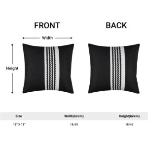 cygnus Pack of 2 Outdoor Waterpoof Throw Pillow Covers Geometric Stripes Square Garden Cushion Cases Patio Furniture Pillow Covers Black and White,18x18 Inch