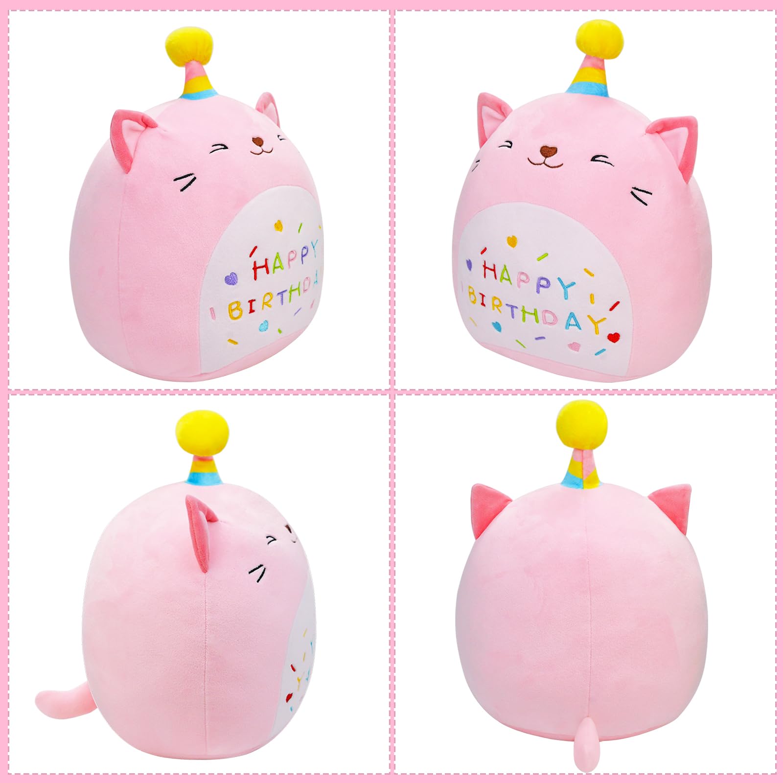 LICSOR Cat Plush Toy 12 Inch Cute Unicorn Cat Birthday Stuffed Animal Soft Cat Plushies Pillow Pink Doll Gifts for Kid Toddlers Home Room Decoration