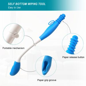 Foldable Toilet Aids for Wiping - Butt Wiper Self Wipe Assist Toilet Aid Wand - Long Reach Comfort Bottom Wiping Aid Tool - Daily Living Bathroom Aids for Limited Mobility