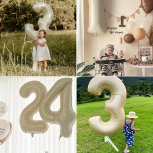 Number 2 Balloon 40 Inch Cream White Giant Two Balloon Number Birthday Decorations, 2nd 12 21st Party Celebration Decorations Graduations Anniversary Baby Shower