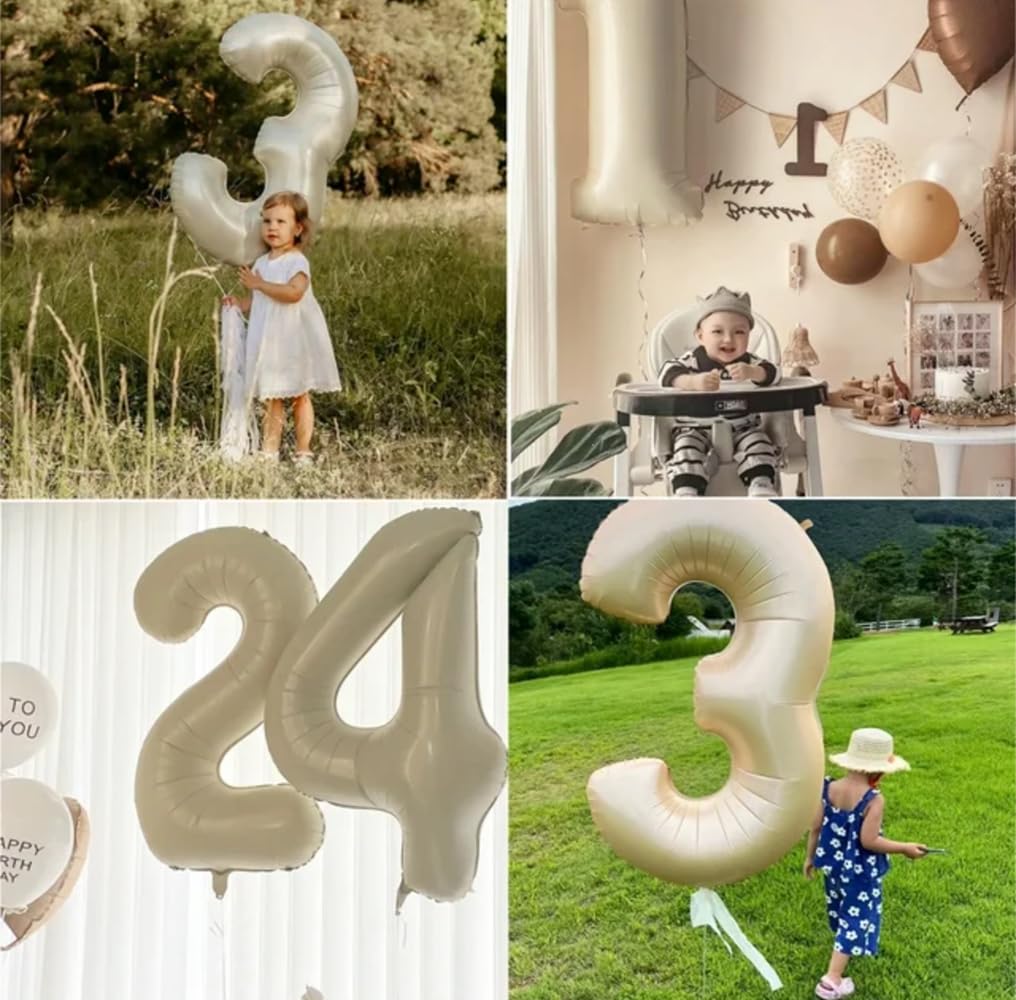 Number 2 Balloon 40 Inch Cream White Giant Two Balloon Number Birthday Decorations, 2nd 12 21st Party Celebration Decorations Graduations Anniversary Baby Shower