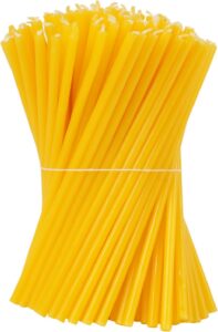 kunrsug beeswax candles, no-drip, smoke-less, 50 pack beeswax taper candles church prayers, decorations, birthday celebrations, each candle measures 6.3" in height and has a diameter of 0.2"