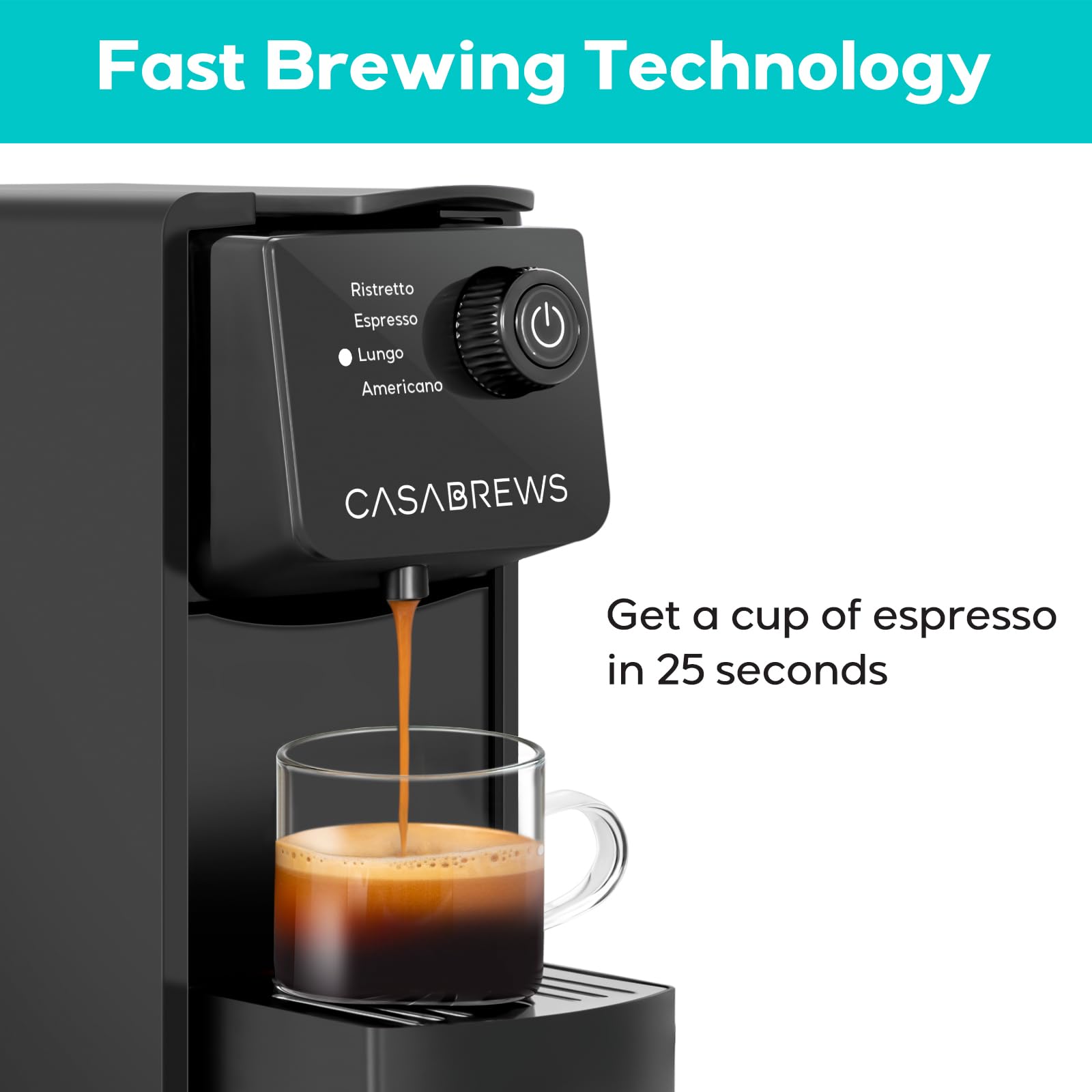 CASABREWS Espresso Machine for Nespresso Original Pods, 20 Bar Coffee Machine with 4 Brewing Modes and 21 oz Removable Water Tank, Compact Capsule Coffee Maker for Home or Office, Ideal Gifts for Mom