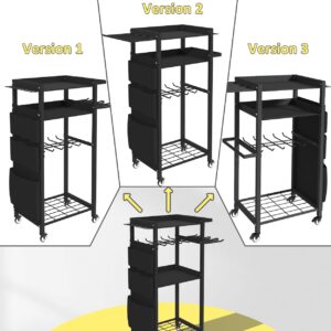 Artibear 4-Tier Rolling Power Tool Organizer Storage Cart, Garage Organization on Wheels Tool Cart with Drill Set Rack Shelf, Mechanic Utility Cart for Workbench & Outdoors Working, Gift for Men Dad