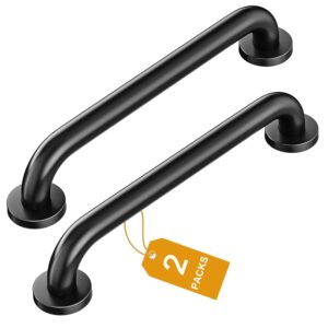 fanhao 2 pack shower grab bar, 16 inch stainless steel bathroom grab bar handicap bars, heavy duty shower handle bath handle, safety bars for seniors, elderly or handicapped (matte black)