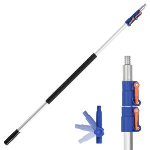 shinming 5-12ft reach telescoping extension pole, multi-purpose extendable pole with universal twist-on metal tip for hanging light bulb changer, paint roller, duster, window/gutter cleaning (5-12ft)