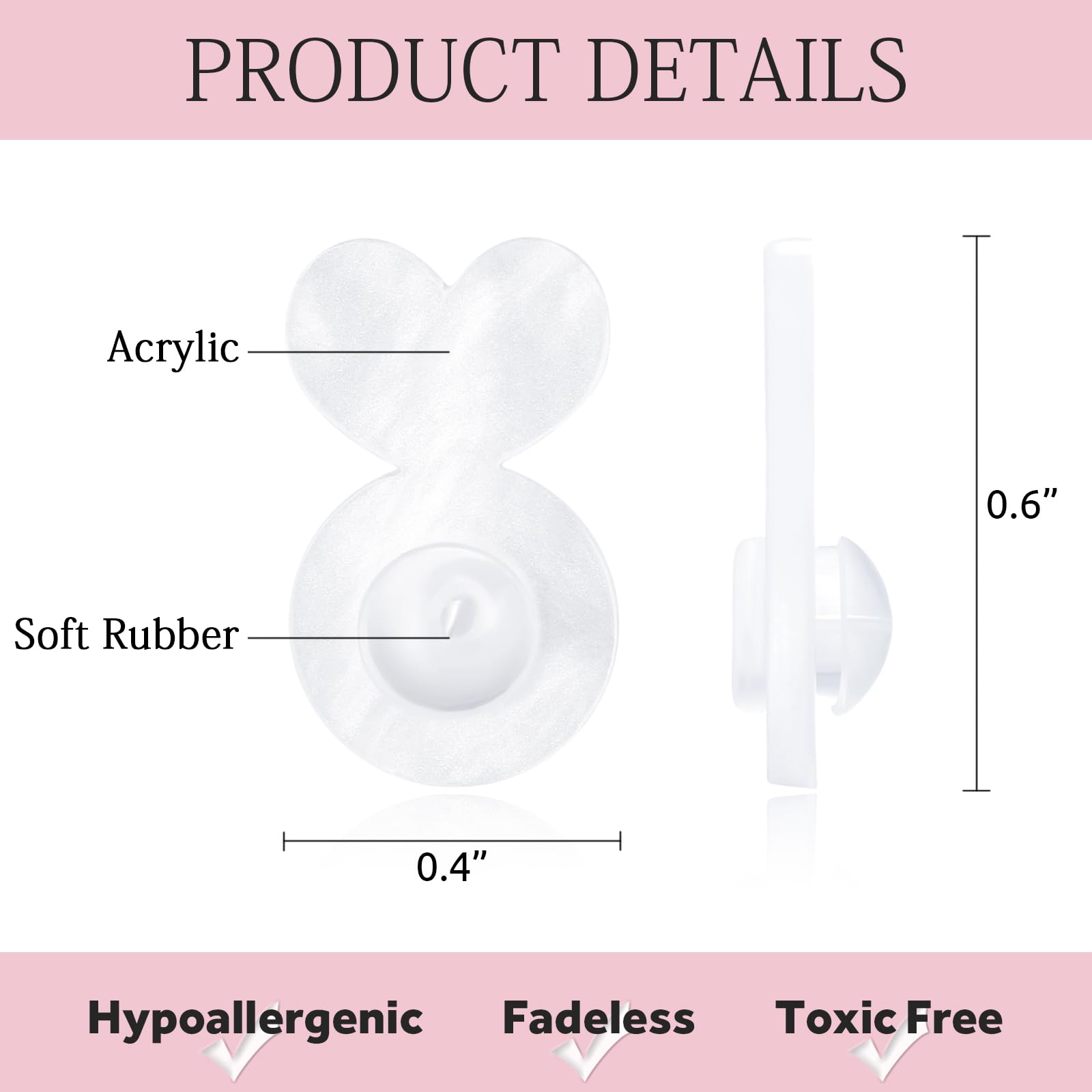 YixNahz Clear Silicone Earring Backs for Heavy Earring Support Backs, 32+200PCS Comfortable Rubber Earring Lifters Backs for Big Studs Earring Backs Replacements for Droopy Ears (32PCS - Love)