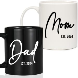 breezy valley mom dad mugs est 2024, new parents gifts for couples - pregnancy gifts for expecting mom dad, baby shower gender reveal gifts - new dad mom to be gifts for 1st first time