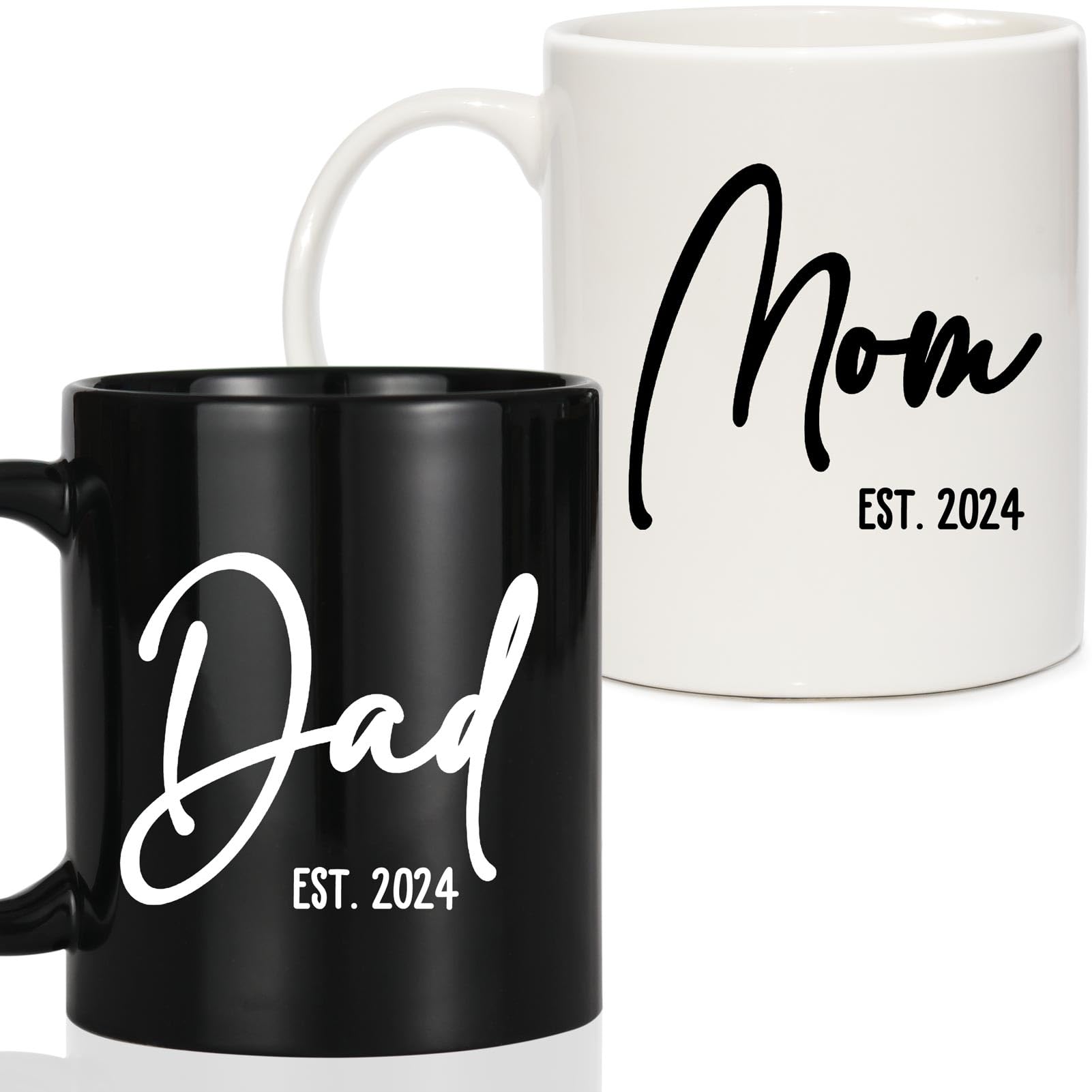 Breezy Valley Mom Dad Mugs Est 2024, New Parents Gifts for Couples - Pregnancy Gifts for Expecting Mom Dad, Baby Shower Gender Reveal Gifts - New Dad Mom to Be Gifts for 1st First Time