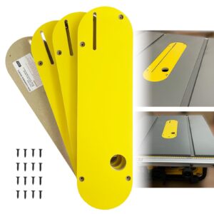 agille zero clearance inserts for dewalt 7491, 7491rs, 7490 (type 1), 744, 745, 746, 7480, with riving knife slot, precise cuts with no tear-out, include off-set screws, easy height adjustment, 4-pack