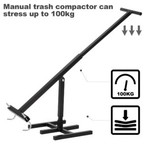 ikare Manual Trash Compactor, Waste Recycling Hand Tool for Outdoor, Touchless Trash Bin Compactor for 120-660L Wheelie Bins, Iron Compacting Trash Can