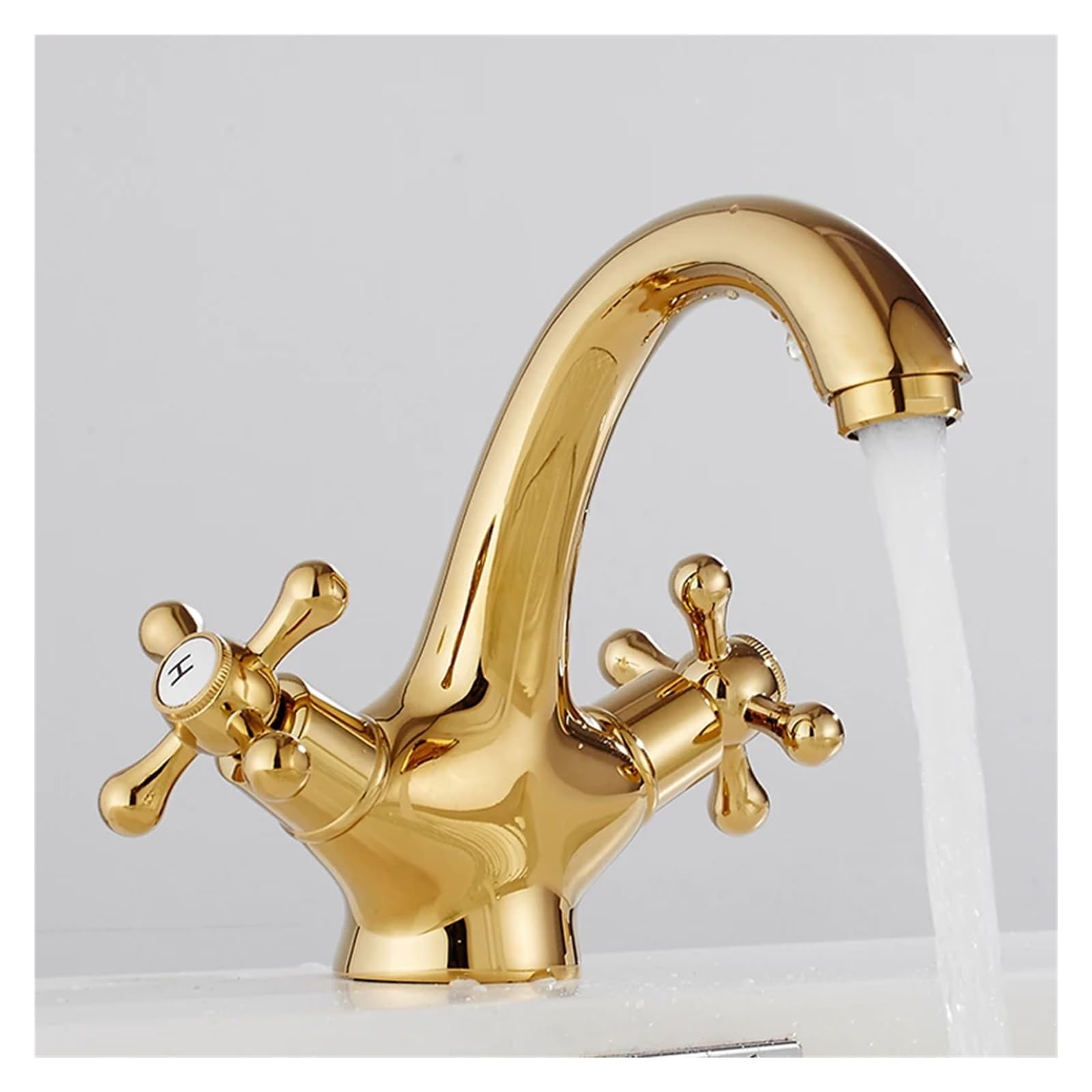 Antique Brass Bidet Shower Tray Faucet Double Cross Handle Hot and Cold Mixing Faucet Spout Kitchen Bathroom Toilet Faucet (Color : 03)